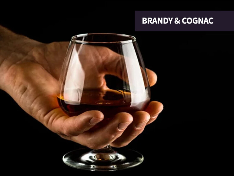Brandy and Cognac Headquarters at The Party Source featuring Cognac, Armagnac, Calvados, and fruit brandy