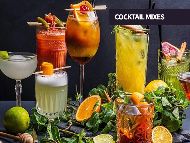 Cocktail mixes, syrups, margarita blends, and Bloody Mary mixes at The Party Source