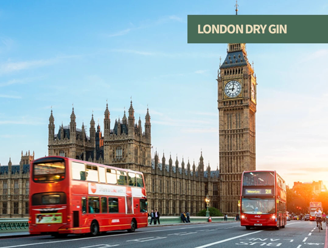 London Dry gin featuring bold juniper character, crisp botanicals, and classic cocktail versatility.