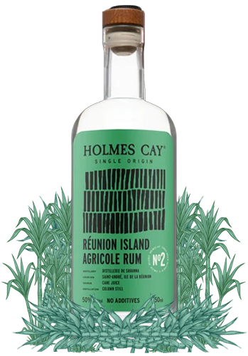Holmes Cay Reunion Island Agricole Rum surrounded by sugarcane