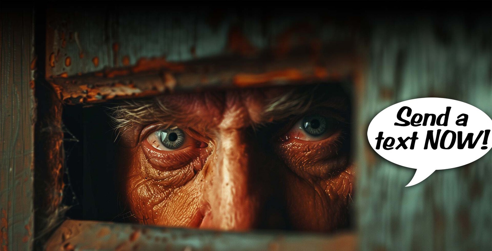 Creepy man behind speakeasy door