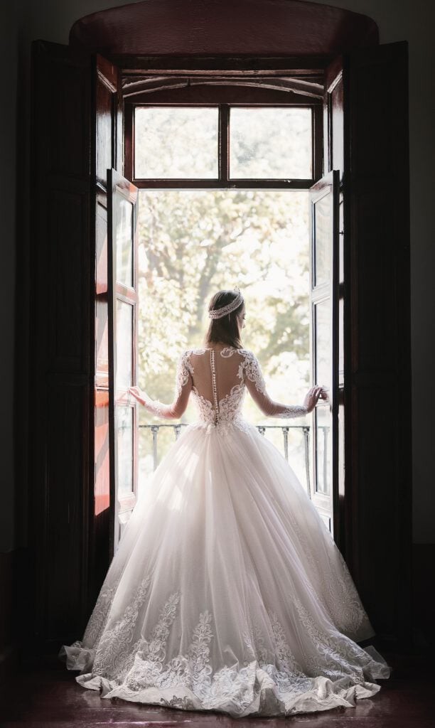 bride standing in a doorway