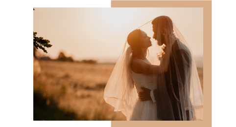 bride and groom embracing