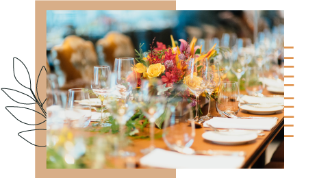 elegant table with flower sand wine glasses