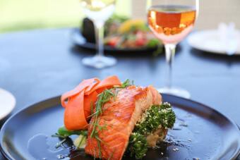 salmon and rosé wine