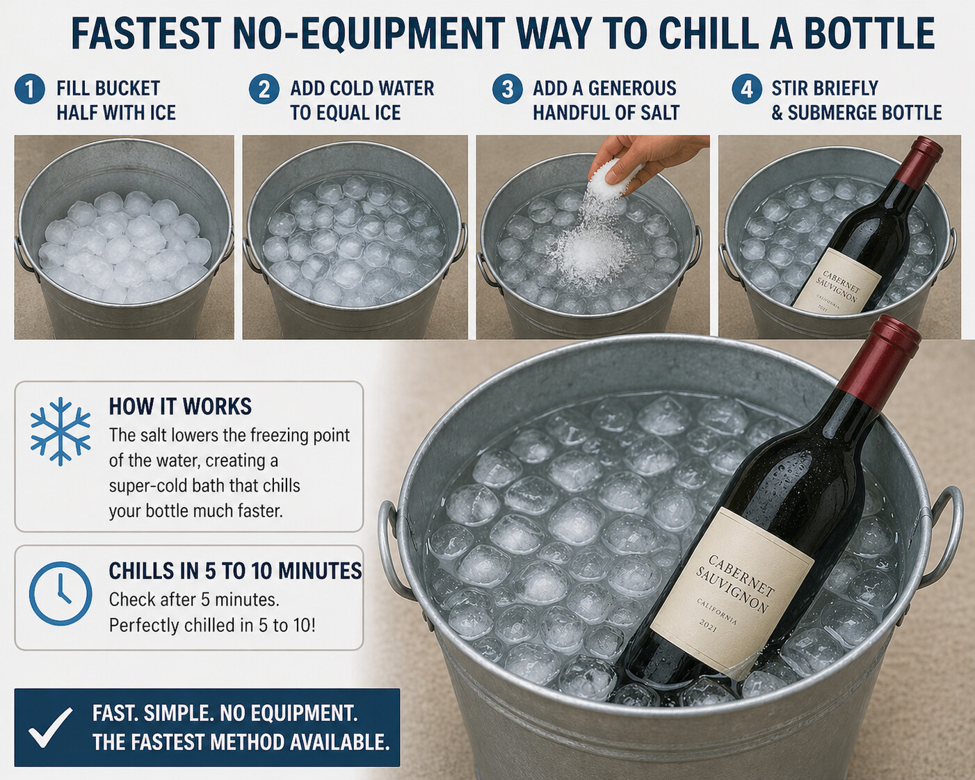Better Ways to Chill Wine Fast - Ice bucket with salt and water