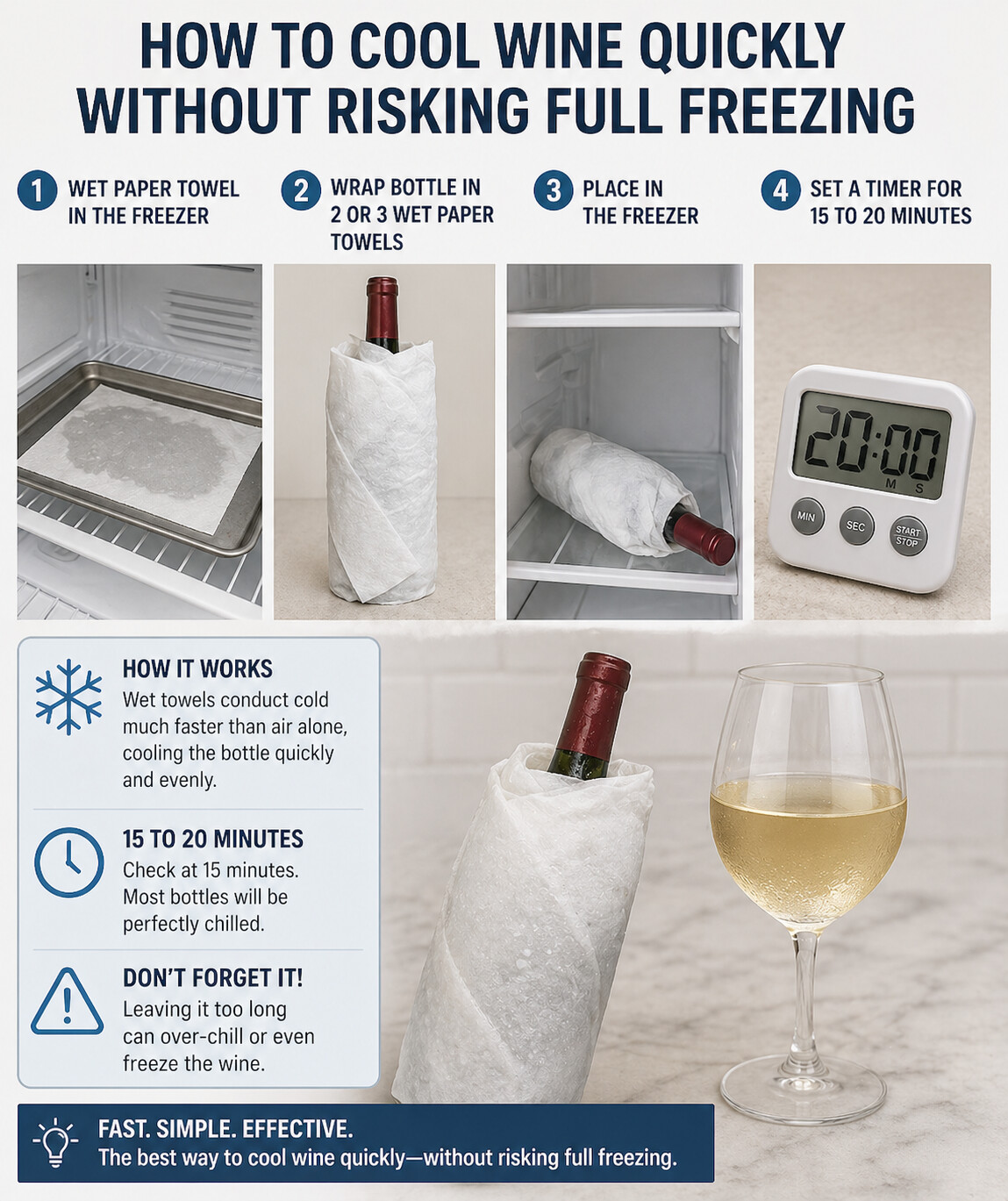 Ways to Chill Wine Fast- Wet paper towel in the freezer