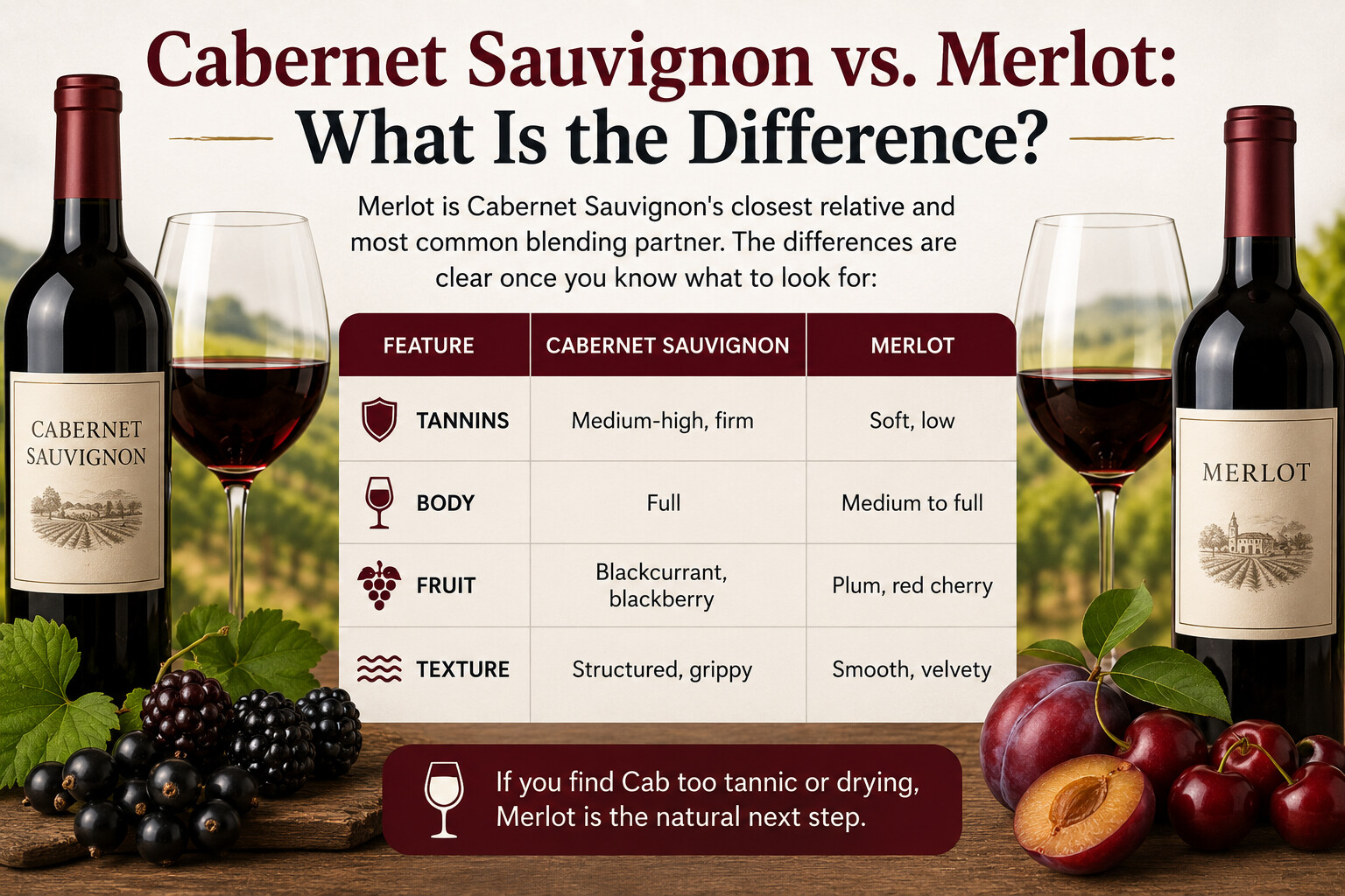 Cabernet Sauvignon vs. Merlot: What Is the Difference?