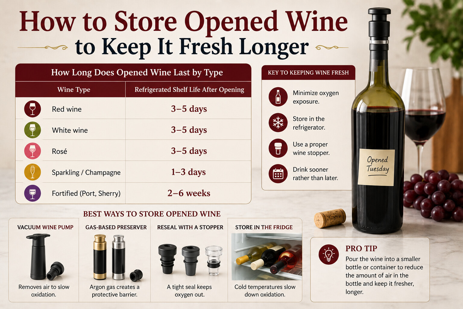 How to store opened wine to keep it fresh longer