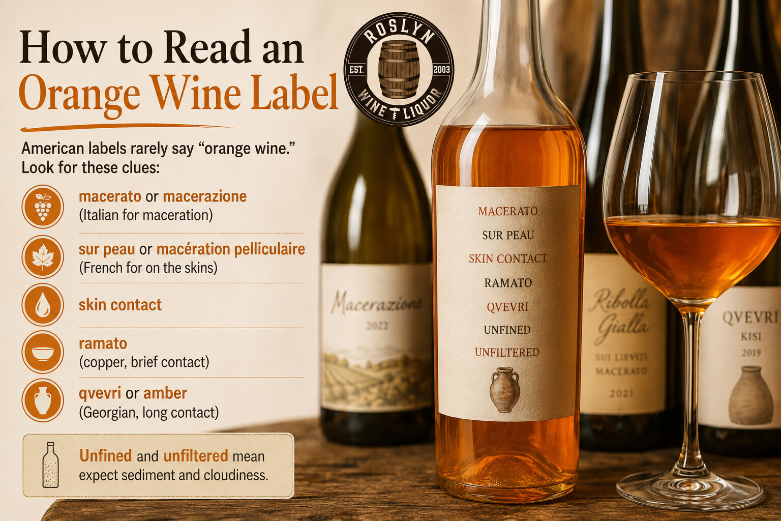 Orange wine label terms explained: macerato, sur peau, skin contact, ramato, and qvevri