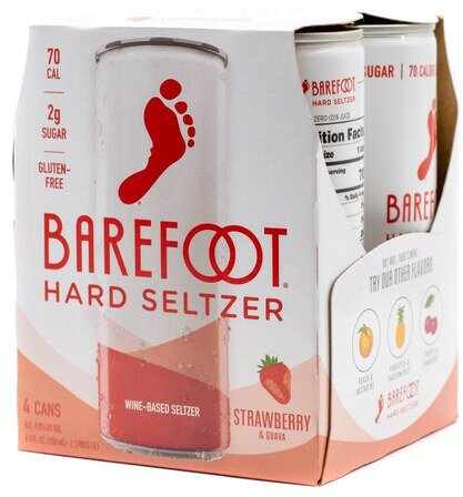 Barefoot Hard Seltzer Strawberry & Guava 4 Pack