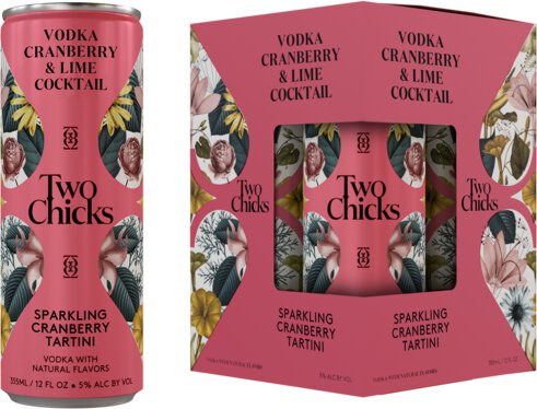 Two Chicks Sparkling Cranberry Tartini RTD Cocktail Cans