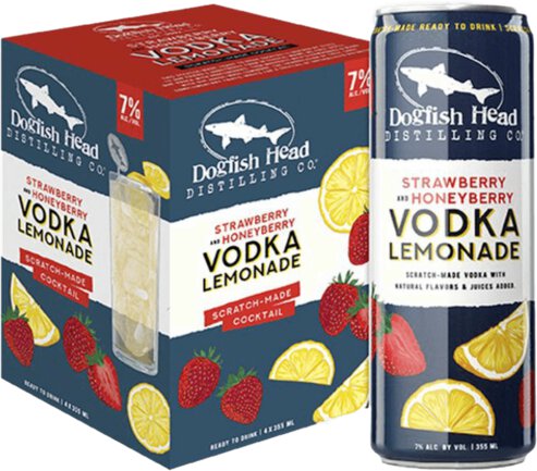 Dogfish Head Cocktails Strawberry & Honeyberry Vodka Lemonade RTD Cocktail Cans