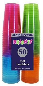 Party Essentials Tall Neon Tumblers Glasses