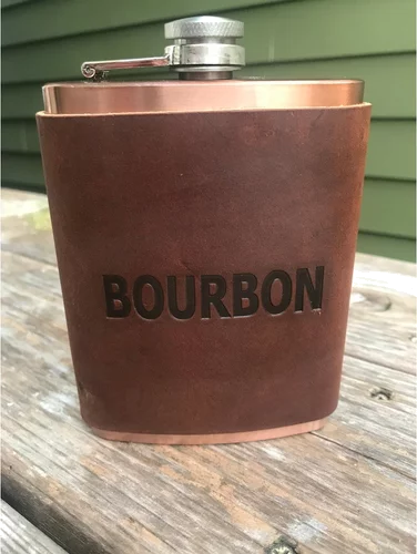 USA LEATHER BOURBON FLASK
