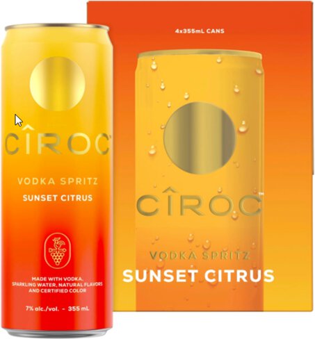 Ciroc Vodka Spritz Sunset Citrus 4pk 12oz Can
