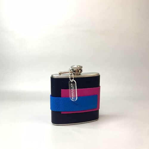 Haus Of Topper Objects Exotic Skin Wrapped Large Flask Black With Purple And Blue