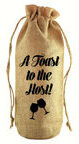 A Toast To The Host Jute Wine Bag