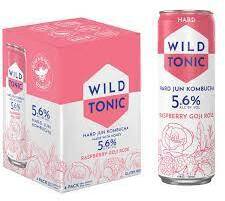 Wild Tonic Water Hard Jun Kombucha Raspberry Goji Rose 4 Pack Can