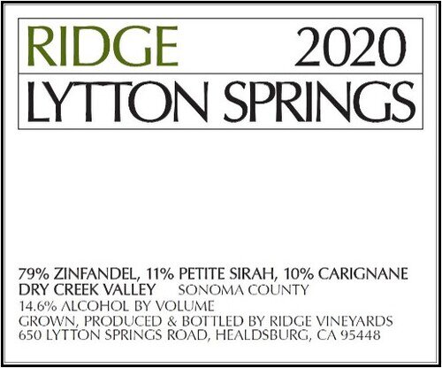 Ridge 20 Lytton Springs