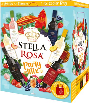Stella Rosa Flavored Wine Ice Bag Party Mix Combo 1 Each Peach, Blueberry, Black, Pineapple, Black Cherry & Watermelon