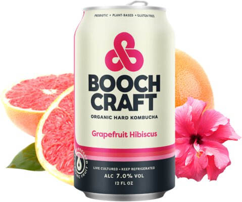 Booch Craft Organic Hard Kombucha Grapefruit Hibiscus 1 Pint