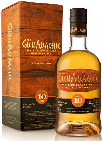 GlenAllachie 10 Years Old Rye Wood Finish Speyside Single Malt Scotch Whiskey