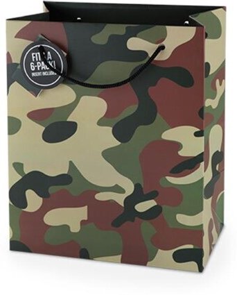 Gift Bag Camo 6 Pack Beer