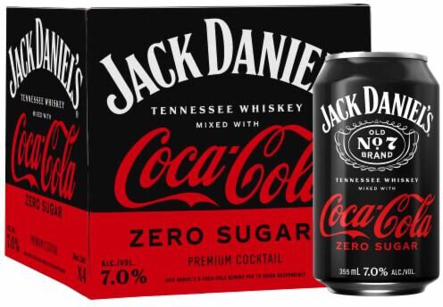 Jack Daniel's And Coca Cola Zero Sugar RTD Cocktail Cans