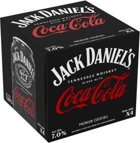 Jack Daniel's And Coca Cola Zero Sugar RTD Cocktail Cans