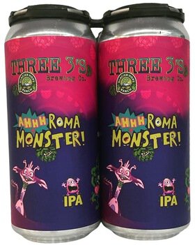 Three 3's Ahhh Roma Monster IPA 16oz Cans
