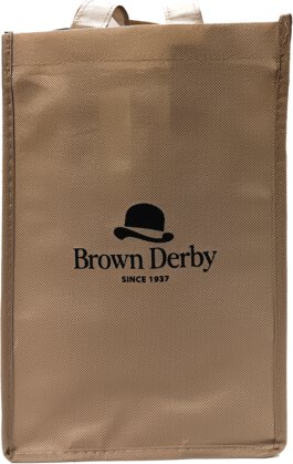 True Brands Brown Derby Logo Beige Tote Bag