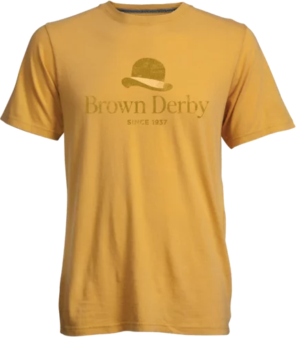 Brown Derby Logo Go To Tee Faded Gold Small