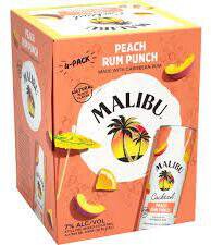 Malibu Peach Punch Rum Cocktail 355ml, 4-Pack CANS
