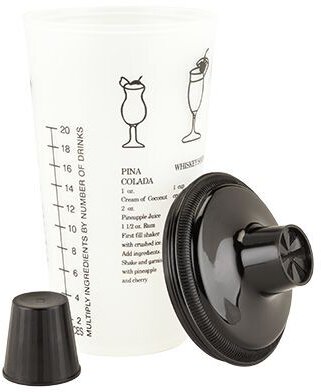 True Brands 30oz Plastic Cocktail Shaker with Recipes