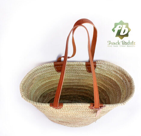 BASKET FRENCH. LONG LEATHER HANDLE