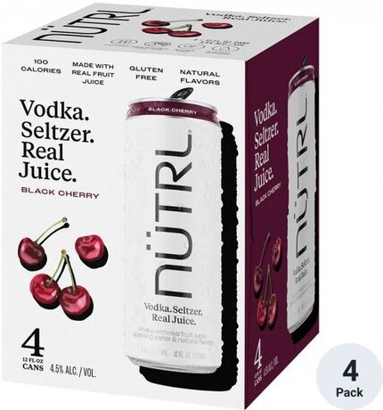 Nutrl Black Cherry Vodka Seltzer, 4-Pack CANS