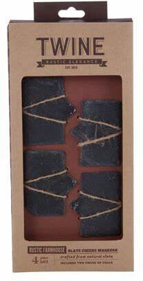 True Twine Rustic Farmhouse Slate Cheese Markers