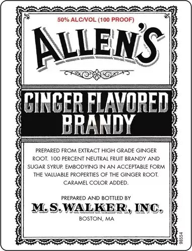 Allens Ginger Brandy 100 Proof
