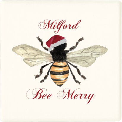 MILFORD XMAS BEE MERRY 2PK COASTER