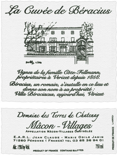 Domaine des Terres de Chatenay Mâcon-Villages 'La Cuvee de Beracius'