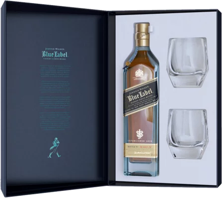Johnnie Walker  Blue Label Scotch Whisky W/2 Glasses