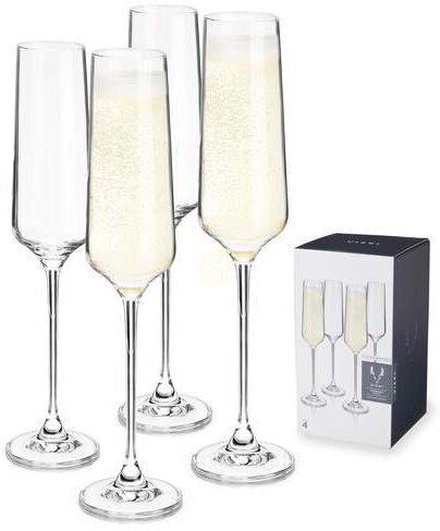Clear Crystal Champagne Glasses-7OZ - KLP
