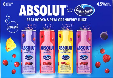 Absolut Ocean Spray Cocktail Variety Pack (8-Pack) Cans