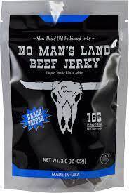 No Man Land Black Pepper Beef Jerky High Protein Low Calorie Low Carb Beef Snack Bag