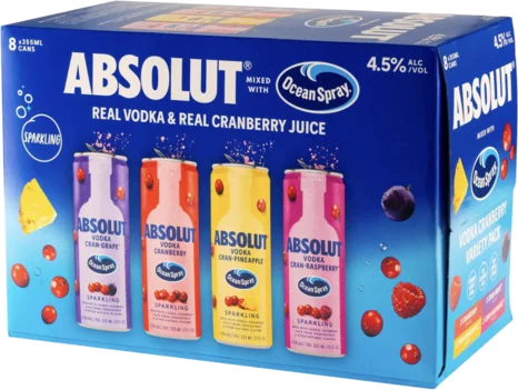 Absolute Cocktails Mixed with Ocean Spray 8 PK