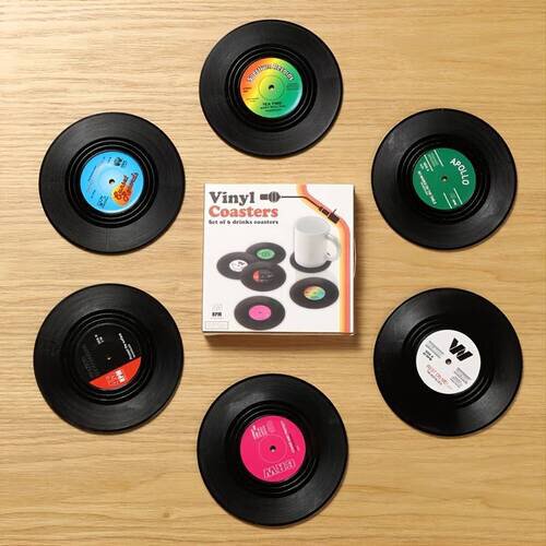 VINYL COASTERS RETRO SET OF 6