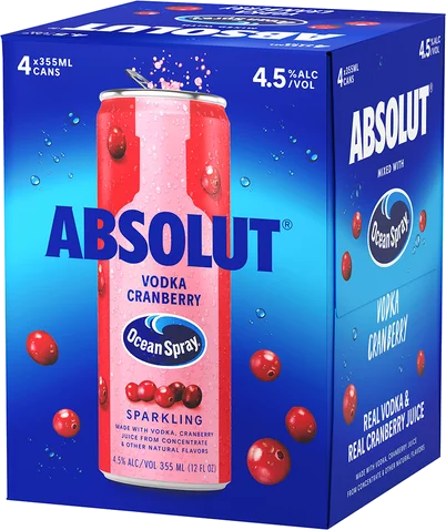 Absolut Ocean Spray Vodka Cranberry 4PK Cans