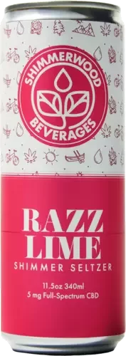 Shimmerwood Beverages 5mg CBD Seltzer Razz Lime