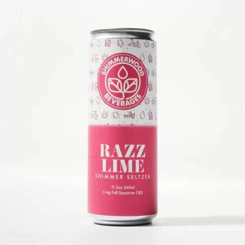 Shimmerwood Beverages 5mg CBD Seltzer Razz Lime